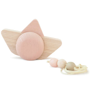 BABAI Wooden Ship in Pink - Push and Pull along Toy for 2+