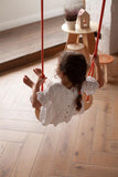 BABAI Wooden Swing with Terra Orange Cotton Rope for 3+