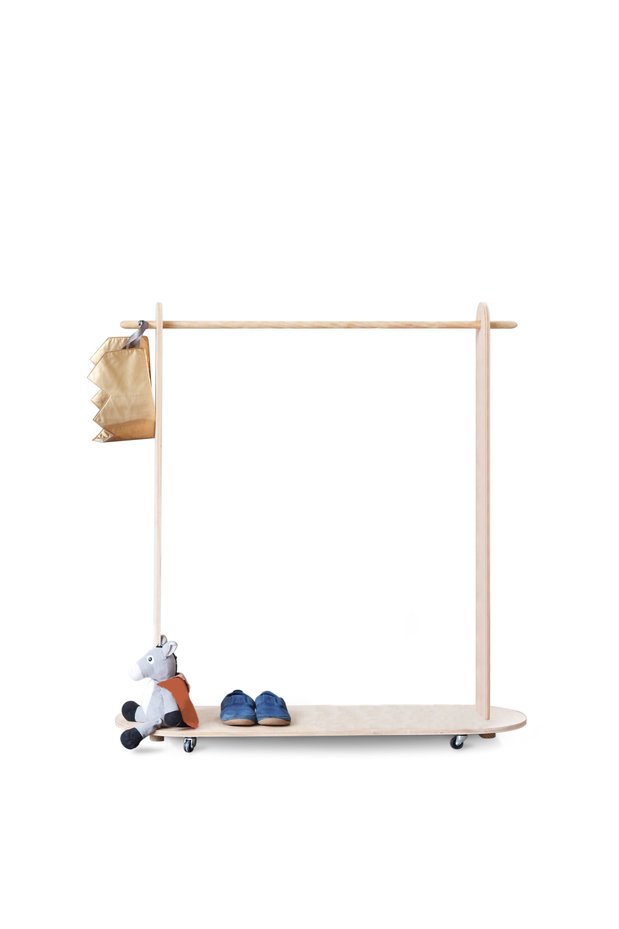 BABAI Wooden Rolling Clothes Rack in Natural Finish – Ukidz Toys