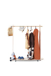 BABAI Wooden Rolling Clothes Rack with 5 Hangers