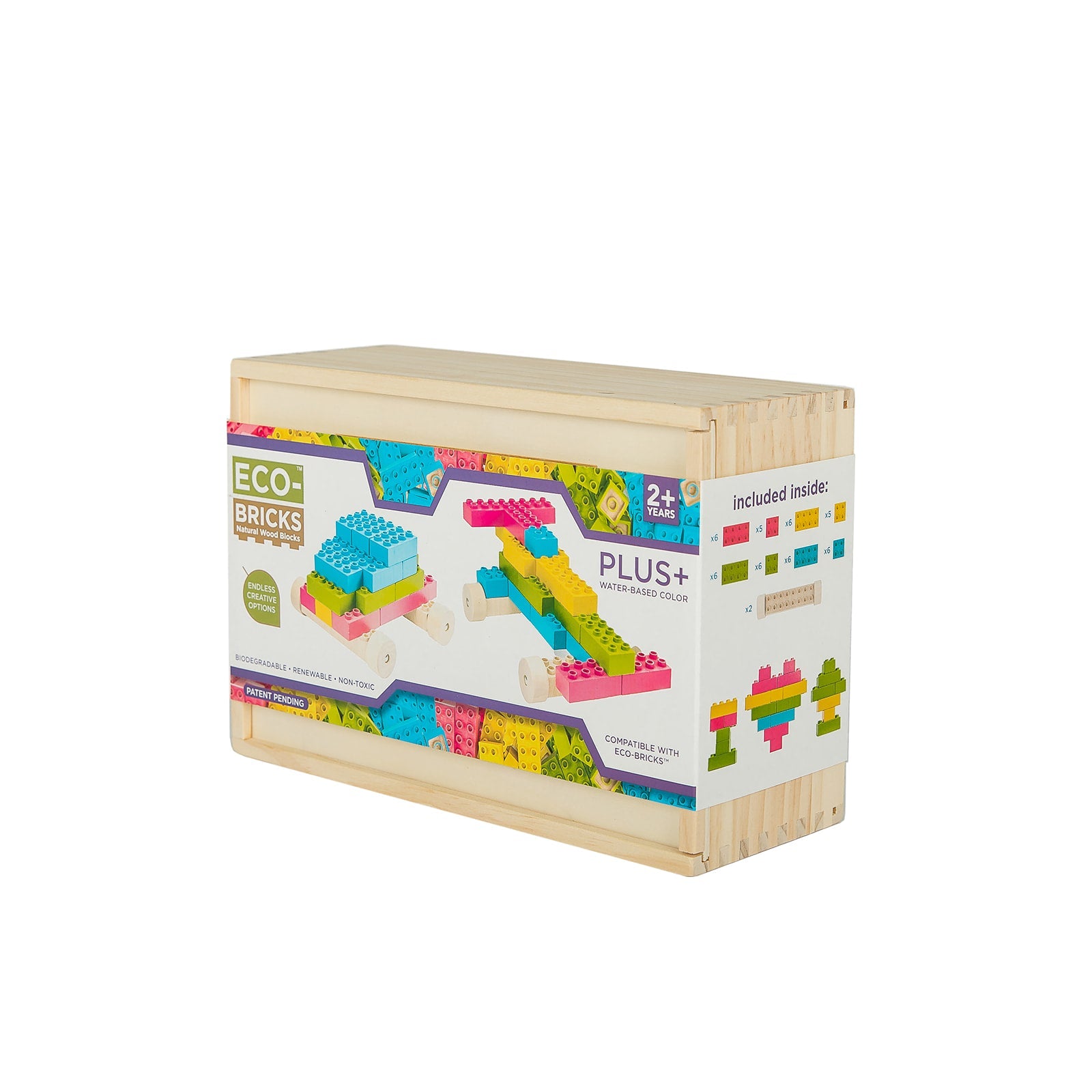Once-Kids Eco-bricks™ Plus+ Color 48pcs – Wooden Building Blocks Set ...